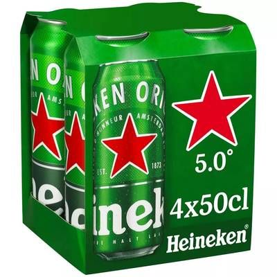 Heineken Bière blonde 5°, 4x50cl