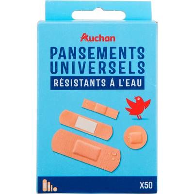 Auchan Pansements multi usages 4 tailles, 50 pansements