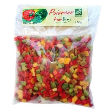 Aquibio Mélanges de poivrons bio découpés, 450g