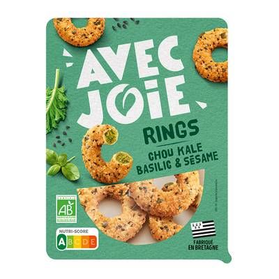 Avec Joie Rings Chou Kale Basilic et Sésame Bio, 160g