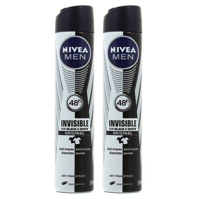 Nivea Men Déodorant spray invisible for black & white power, Lot de 2x200ml