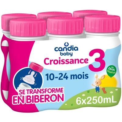 Candia Baby Lait de Croissance 3ème âge Liquide Bébé dès 10 mois, 6x25cl