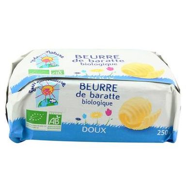 Grandeur nature Beurre bio doux de baratte moulé, 250g