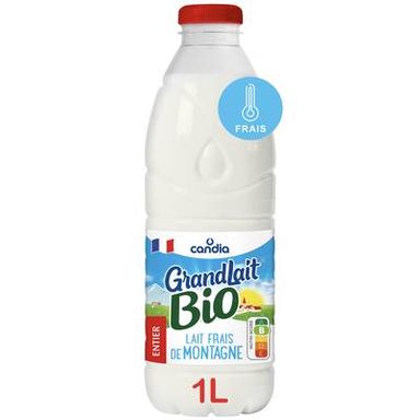 Candia Lait frais de montagne entier bio Grandlait, 1l