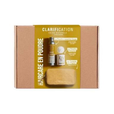 Clarification Coffret Haircare en poudre, Shampoing, Shampoing Sec et Trousse, 3 pièces