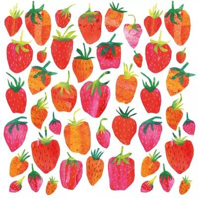 Paperproducts Design Serviette papier Strawberry Collage, 20 serviettes de 33 x 33 cm