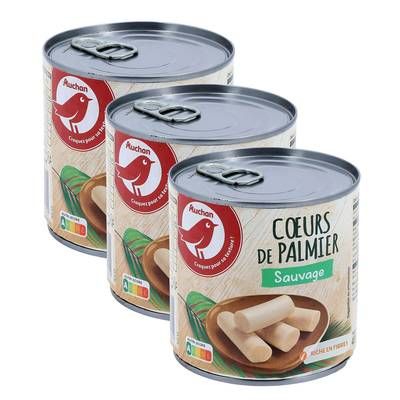 Auchan Coeurs de palmier sauvage, Lot de 3x220g
