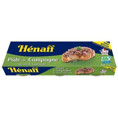 Henaff Paté de Campagne Bleu Blanc Coeur au Sel de Guérande, 3x78g