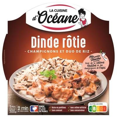La Cuisine d'Océane Dinde Rôtie Champignons et Duo de Riz, 300g