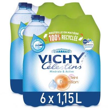 Vichy-Célestins Eau gazeuse minérale naturelle, Lot de 2 - 6x1,15L