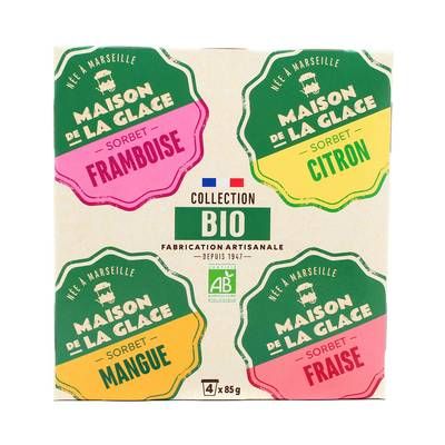 Maison de la Glace Mini Pots  Sorbet Fruits Bio, 4 pots - 340g