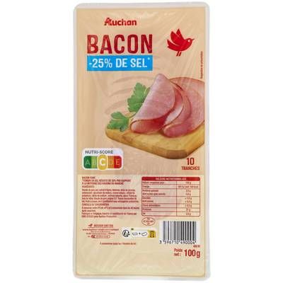 Auchan Bacon Réduit En Sel, 10 tranches - 100g