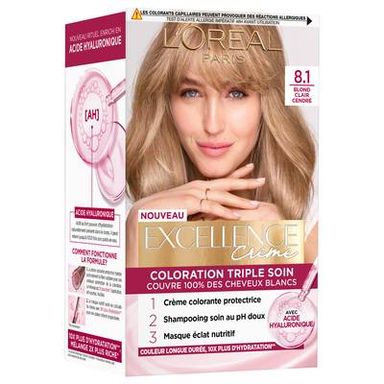 Excellence Coloration 8.1 Blond Clair Cendré, 216g