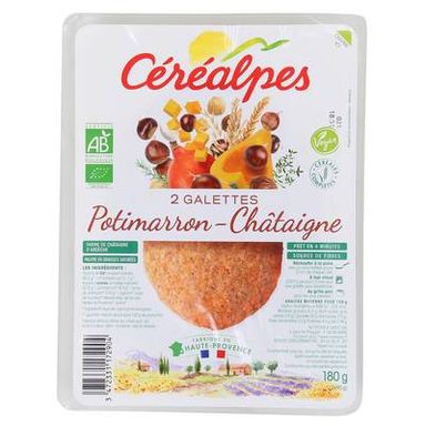 Céréalpes Galettes de Céréales Potimarron/Châtaigne Bio, 2x90g