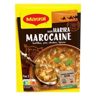 Maggi Soupe Harira Marocaine- Lentilles, Pois Chiches, Epices, 90g