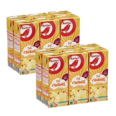Auchan Jus d'ananas à base de concentré, Lot de 2 - 6x20cl