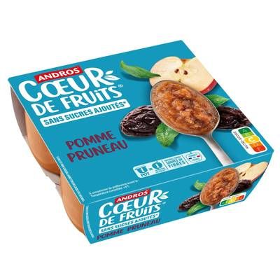 Andros Pomme pruneaux morceaux sans sucre ajouté, 4x100g