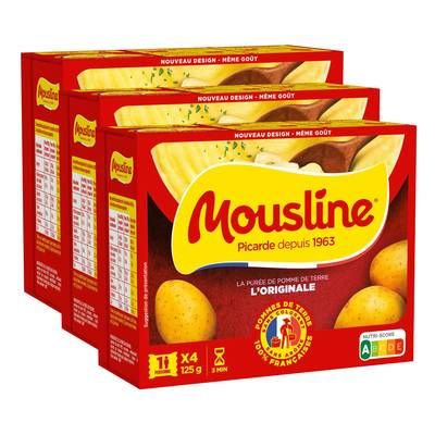 Mousline Purée Nature, Lot de 3x125g