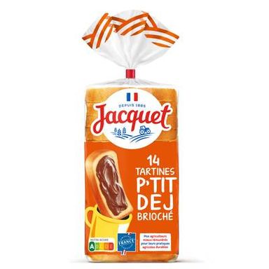Jacquet Pain de Mie Brioché Tartine P'tit Dej, 14 tranches - 410g