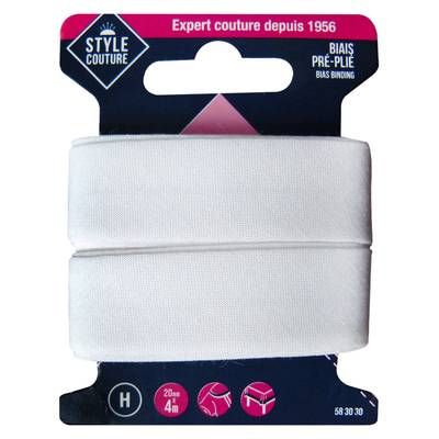 Style couture Biais blanc 20mmx4m