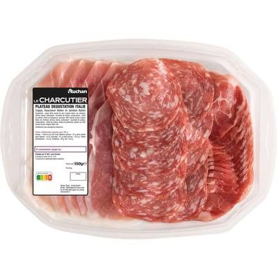 Auchan Le Charcutier Plateau Dégustation Italie, Coppa, Saucisson et Jambon italien, 150g