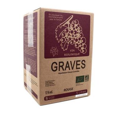 Graves Rouge AOC Le Cellier Bio 13°, Bag in box 5L
