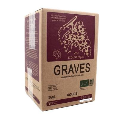 Graves Rouge AOC Le Cellier Bio 13°, Bag in box 5L