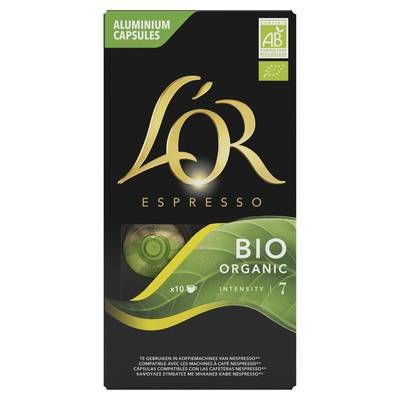 L'or Espresso Café capsules bio intensité 7, 10 capsules