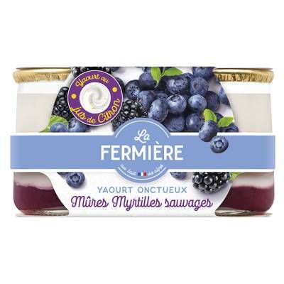 La Fermière Yaourt sur lit mûre et myrtille, 2x160g