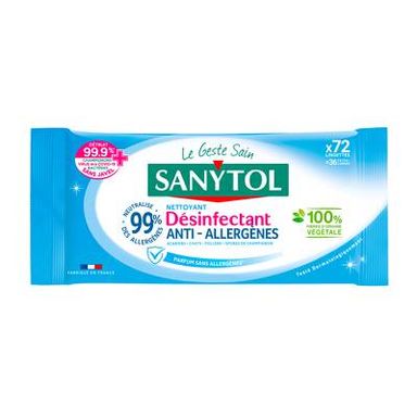 Sanytol Lingettes désinfectantes multi usages anti-allergènes, 48 lingettes