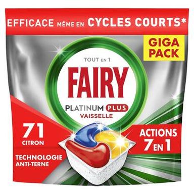 FAIRY Capsules Lave-vaisselle Anti-Terne Citron Platinum Plus, 71 capsules
