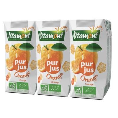 Vitamont Pur jus d'orange bio, Lot de 6x20cl