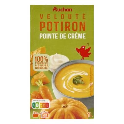 Auchan Soupe velouté de potiron avec une pointe de crème, 1L