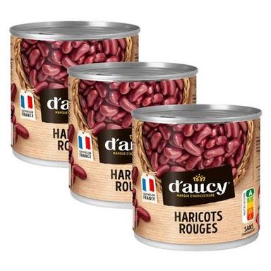 D'aucy Haricots rouges, Lot de 3x250g
