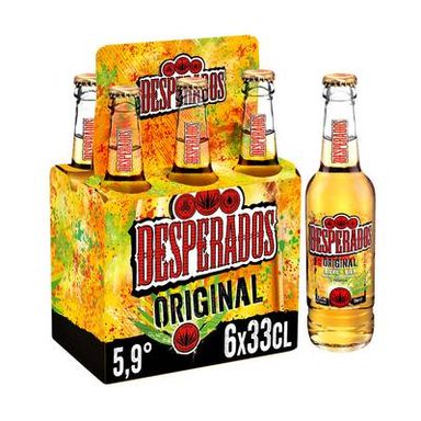 Desperados Bière aromatisée à la tequila, 6x33cl