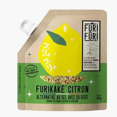 Furifuri Furikaké Citron - Alternative au Sel - Condiment Graines de Sésame et Algues, 45g