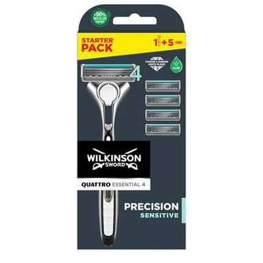 Wilkinson Rasoir Homme Précision Sensitive Quattro Essential 4, 6 pièces
