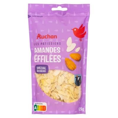 Auchan Amandes Effilées et Emondées Sachet Refermable, 125g