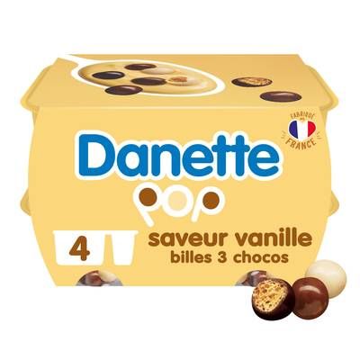 Danette Crème dessert vanille billes chocolat, 4x117g