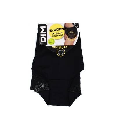 Dim Culotte femme taille haute en coton stretch et dentelle Noi, Taille 44