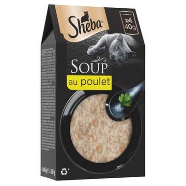 Sheba - Soup Sachets Soupe filets de poulet pour chat, 4x40g