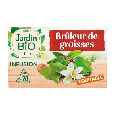 Jardin Bio Etic Infusion Brûleur de graisses Arôme de Vanille Bio - 20 sachets, 30g