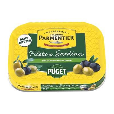 Parmentier Filets de Sardines à l'Huile d'Olive Vierge Extra Bio Puget, 70g