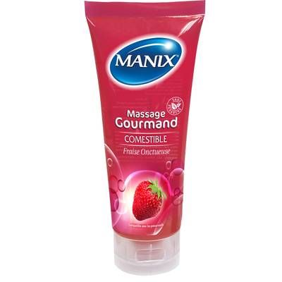 Manix Gel de massage comestible à la fraise, 200ml