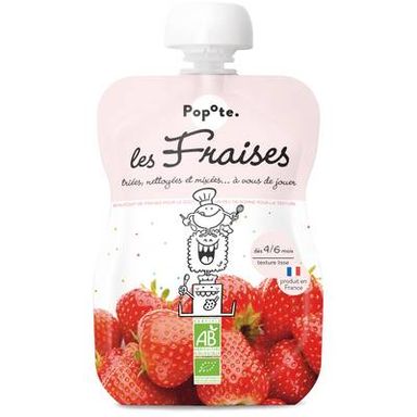 Popote Fraise Bio Gourde Bébé Dès 4/6 mois, 120g