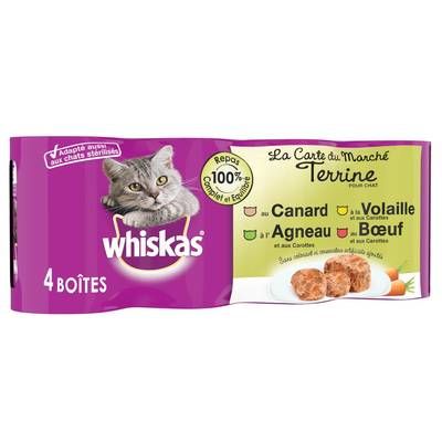 Whiskas Boites en Terrine Carte du Marché 4 variétés pour chat, 4x400g