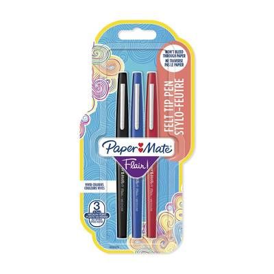Papermate 3 Feutres d'écriture flair couleurs assorties, 3  feutres