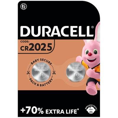 Duracell 2 Piles Bouton Lithium CR 2025, 2  piles