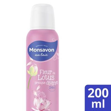 Monsavon Déodorant spray 24h à la pierre d'alun parfum lait et fleur de lotus, 200ml
