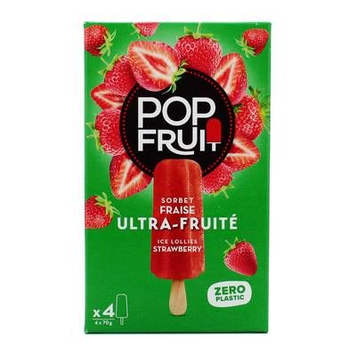 Pop' Fruit Bâtonnets Fraise, 4 bâtonnets - 280g
